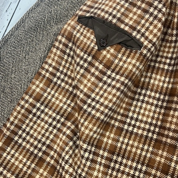 Vintage European Craft Poland Brown Trench Herringbone Coat - Picture 5 of 7